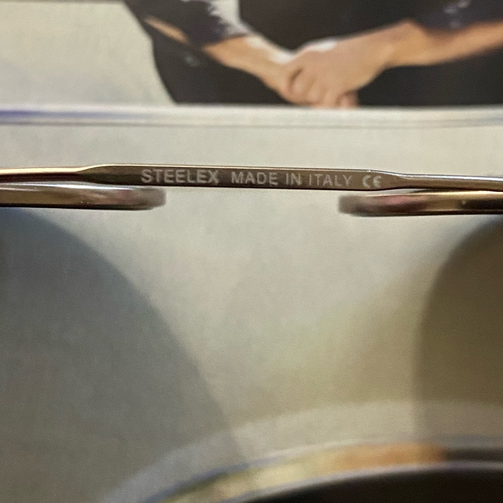 Vintage Italian Made Steelex Clip On Oval Sunglasses And Old Pearle Leather Case View 3